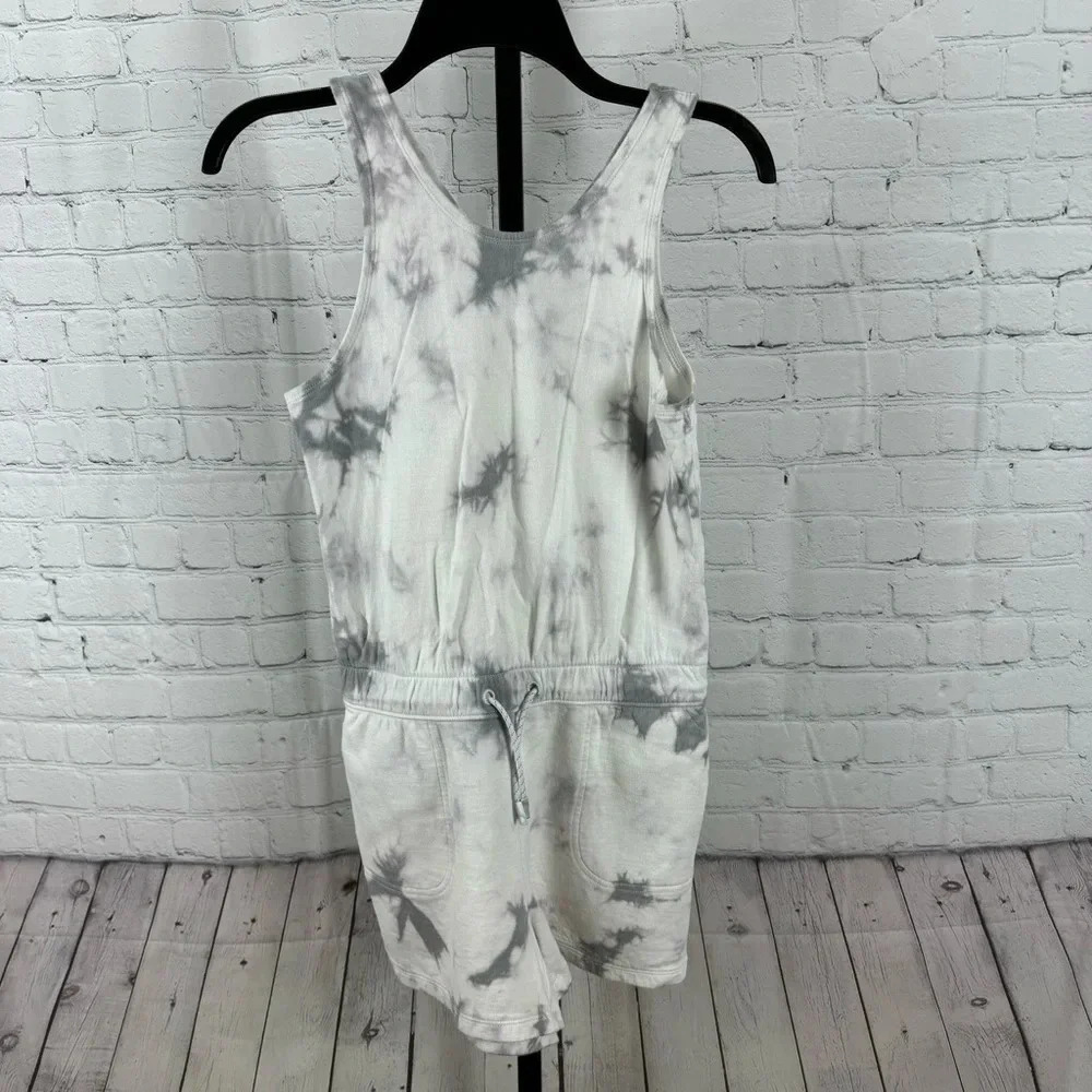 Athleta Girl White Gray Tie Dye One Piece Romper Size 14